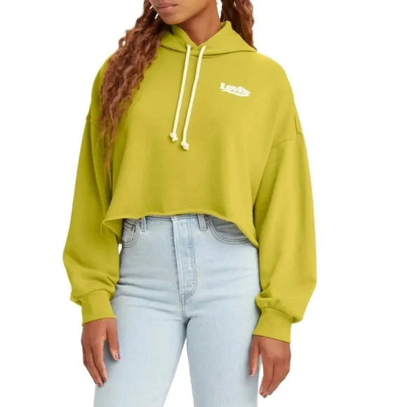 Levi's Cropped Graphic Warm Olive Hoodie, Brand New with tags💛M size - Picture 1 of 1
